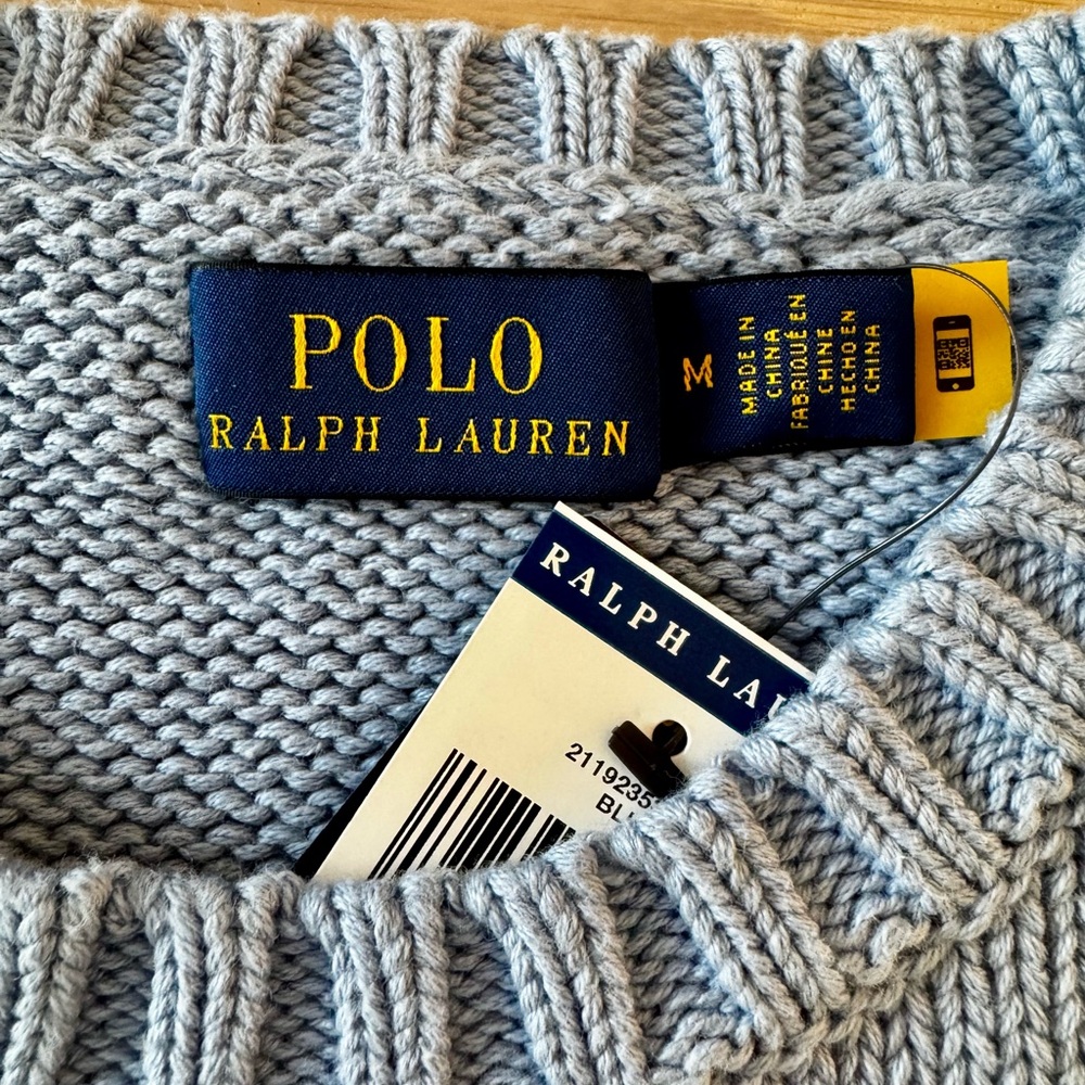 NWT Polo by Ralph Lauren Women’s Blue Flag Sweater (medium) - Picture 7 of 8